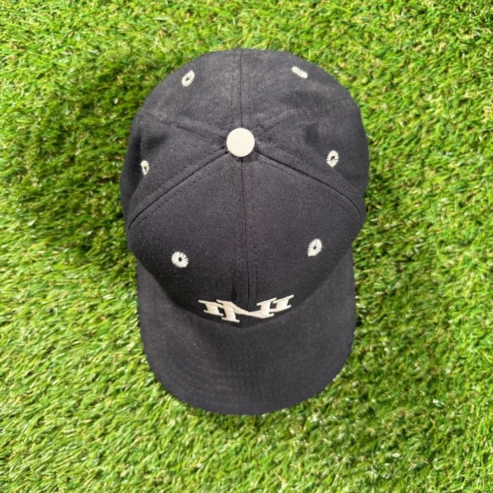 Vintage New Era Pro Model NU Fitted Hat Size 7 Made USA Black‎ Green Brim